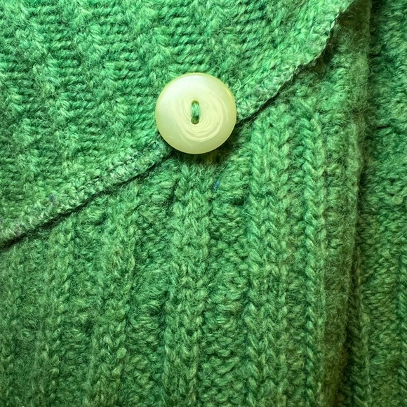 ARAN CRAFT 100% Merino Wool Open Front Short Sweater Cardigan Green XL - Picture 3 of 13